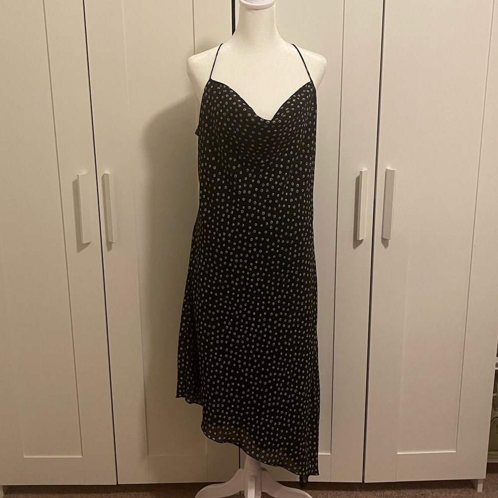 Kathie Lee black print slanted dress